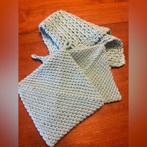 Handmade Crochet 100% Cotton Pot Holder Wash Cloth Scrubber Light Blue